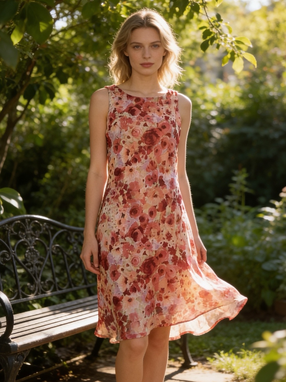 Vintage Byer Too Y2K Pink Watercolor Floral Fit & Flare Dress Sleeveless Size 9